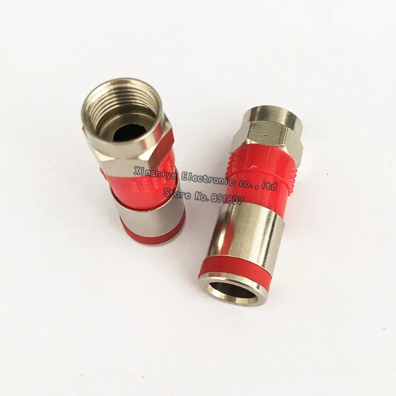 50 шт. красный RG6 коаксиальный компрессионный кабель f Разъем rg6 Тип RF переходник |