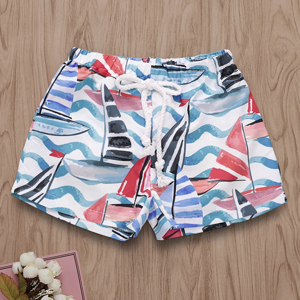 ARLONEET Детские купальники для мальчиков 2019 Гавайский принт Broek эластичный пояс