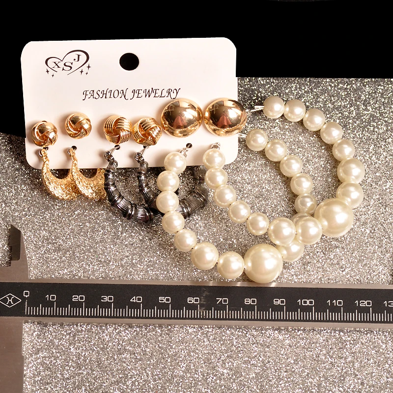 Женские вечерние серьги с жемчугом 6 пар/компл.. | Украшения и аксессуары