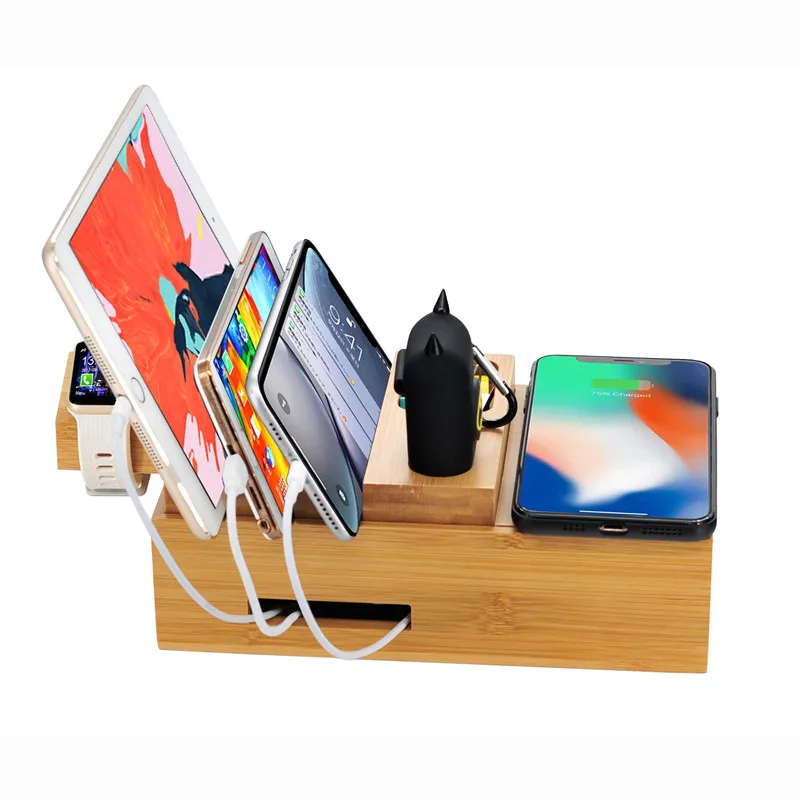 5USB многофункциональное Беспроводное зарядное устройство для iPhone XR X док-станция