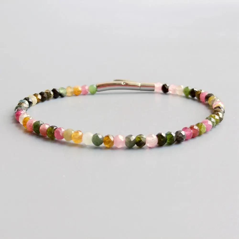 

Lii Ji Natural Genuine Stone Amethyst Tourmaline Garnet Apatite Larimar Moonstone Green Garnet Bracelet For Women Jewelry