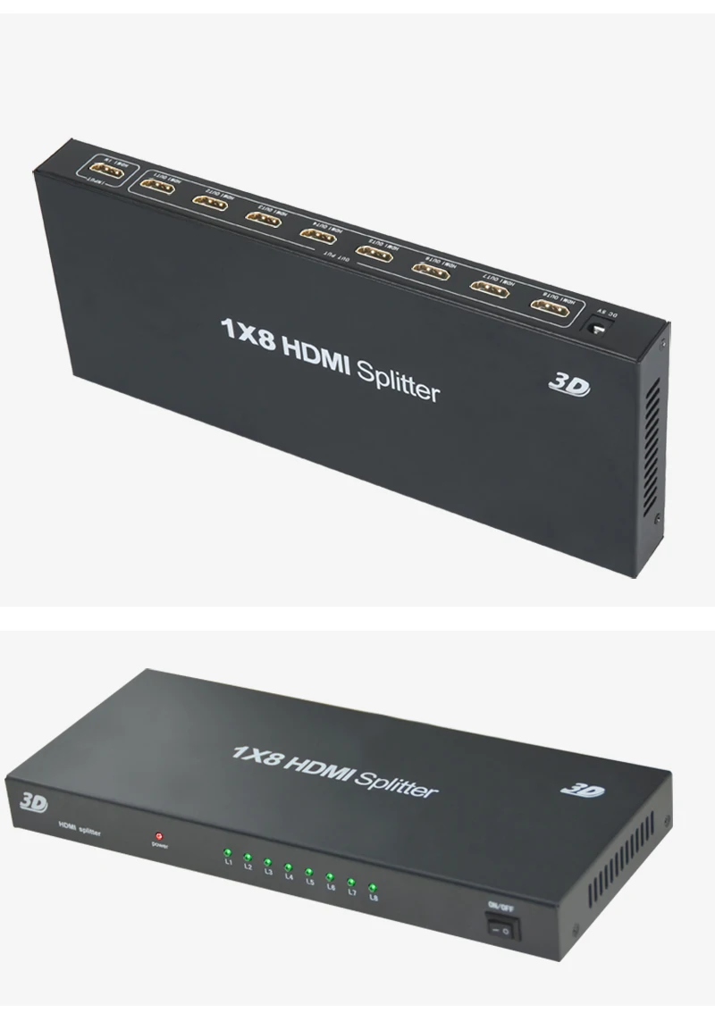 Aikexin 1080P 8-канальный HDMI разветвитель 8-портовый HDMI адаптер концентратор 3D 1X8 HDMI видео разветвитель 1 в 8 выход для HDMI ТВ, ПК DVD плеер PS3