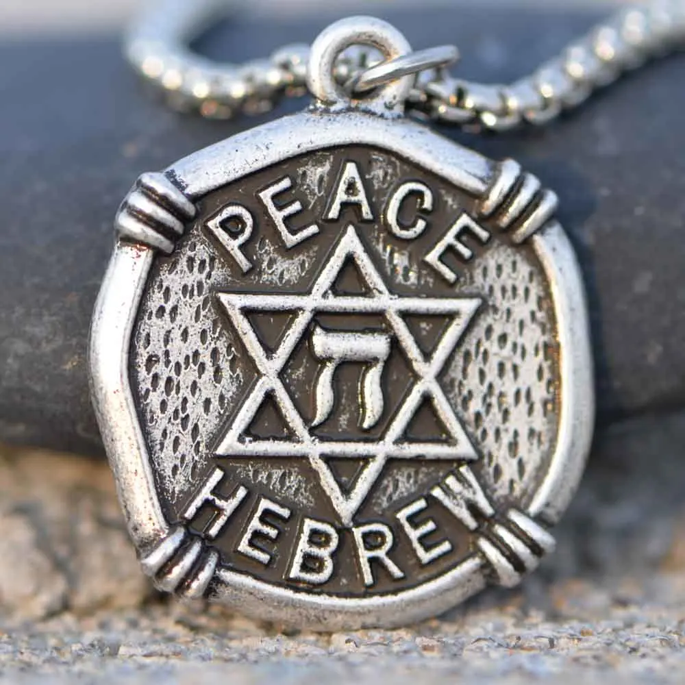 Men Jewelry Chai Necklace Peach Hebrew Pendant Star of David Judaica Jewish Symbol Letter Blessing Israel Necklaces A244|Ожерелья с