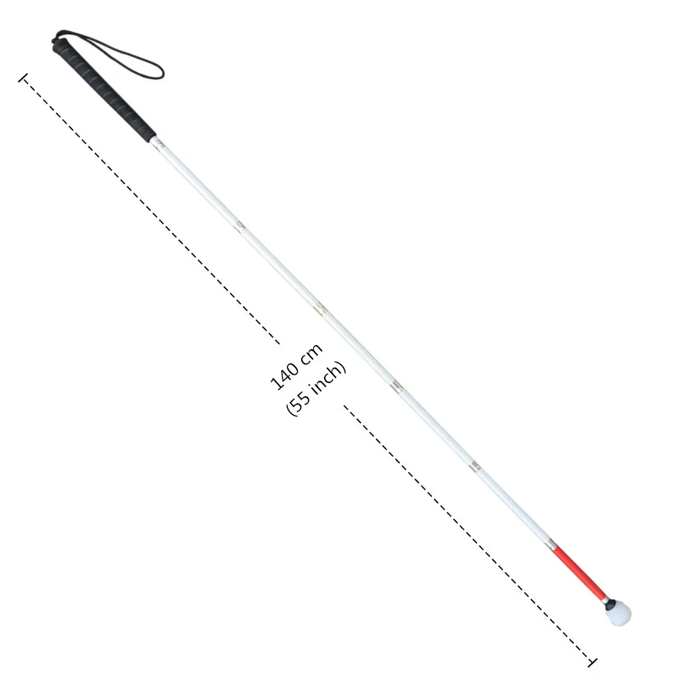 140cm (55 inch) 125 см-155 см, 7-алюминиевый профиль слепой тростник с черной ручкой, отражающий белый и красный, складная трость для слепых - Цвет: 140cm (55 inch)