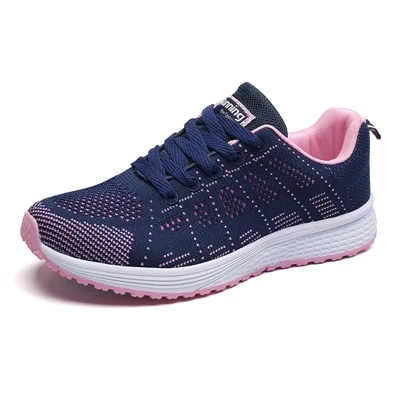 Blue Брендовые женские кроссовки на плоской подошве; цвет розовый, белый; tenis feminino; модная прогулочная обувь из сетчатого материала; удобная женская повседневная обувь для бега - Цвет: Blue