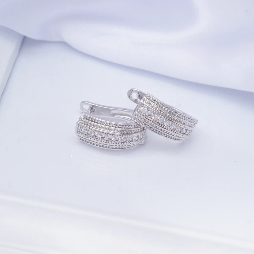 Earings Wedding Party Hoop Earrings for Women White Gold Filled Micro Pave Cubic Zirconia Fashion Jewelry Gift Dropshipping