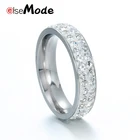 ELSEMODE модное Двухрядное блестящее обручальное кольцо с кристаллами для женщин очаровательные обручальные кольца из нержавеющей стали ювелирные изделия женские кольца