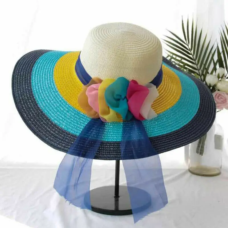 Шляпа женская Соломенная Складная с широкими полями модный пляжный козырек от