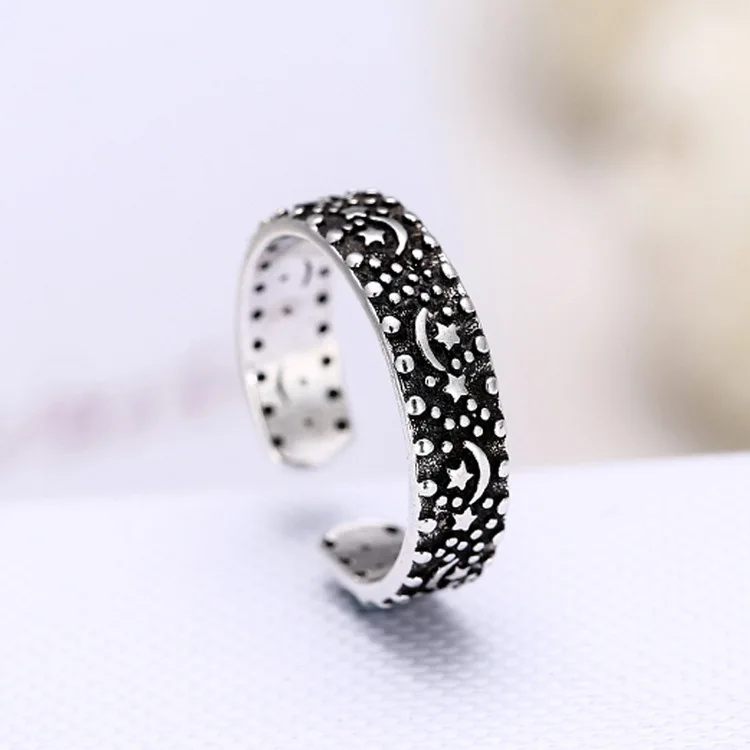 Новинка модные серебряные кольца в форме Луны и звезды для женщин Регулируемый
