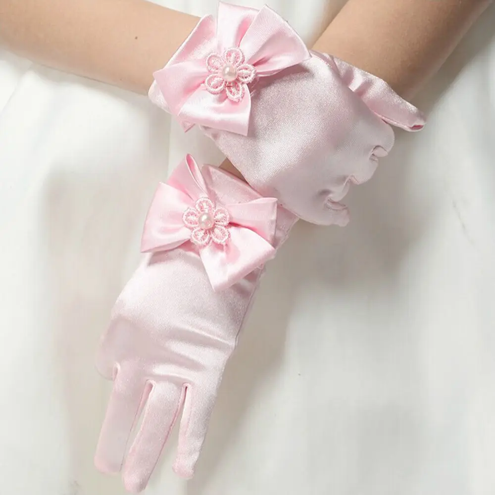 1 пара Детские Атласные перчатки принцессы с бантом|ladies gloves|princess glovesfashion gloves |
