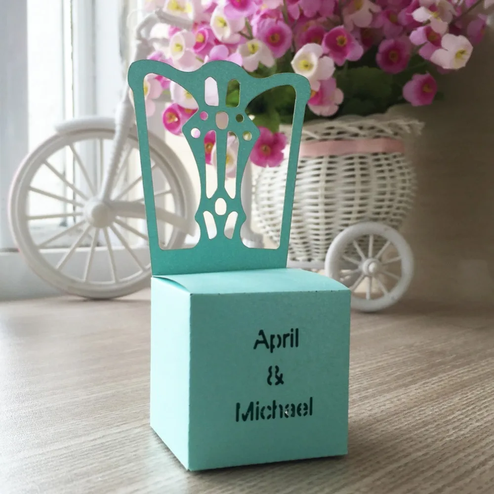 50 шт./партия Бесплатная печать лазерная резка дизайн стула детский душ свадебные