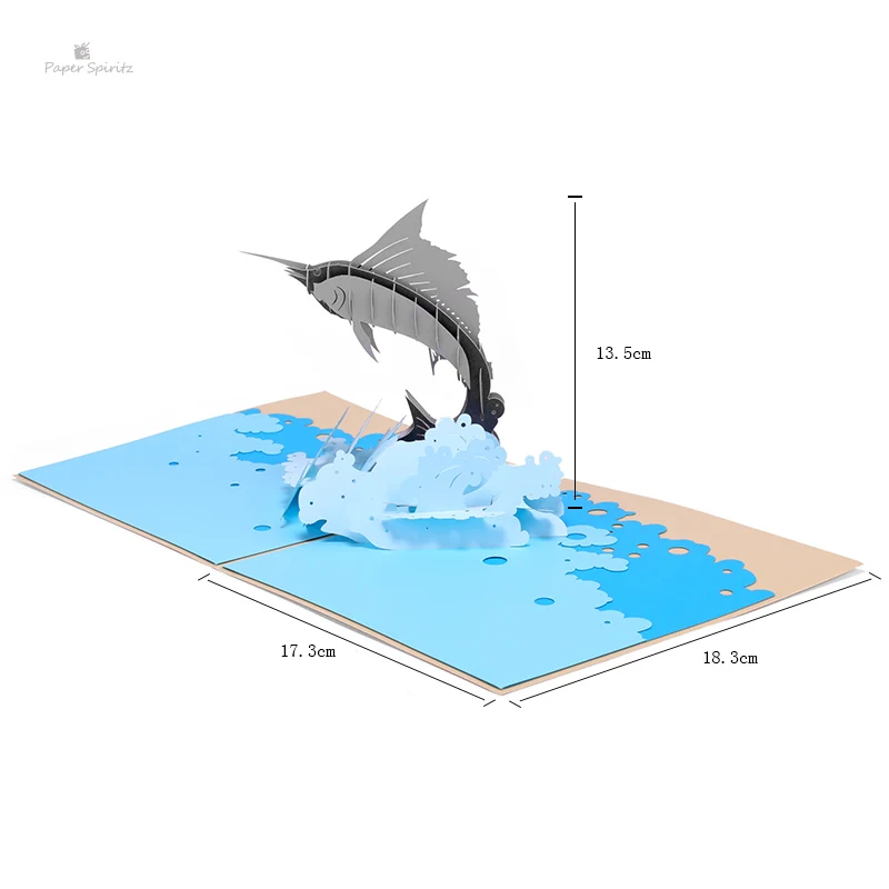 Бумажные открытки SPIRITZ Sailfish лазерная 3D вырезанная бумажная открытка с конвертом
