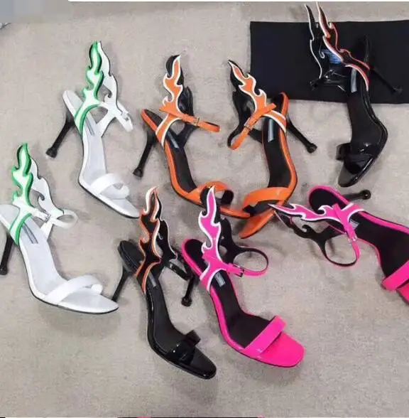 Женские сандалии с открытым носком на высоком каблуке цветным хвостом реальные