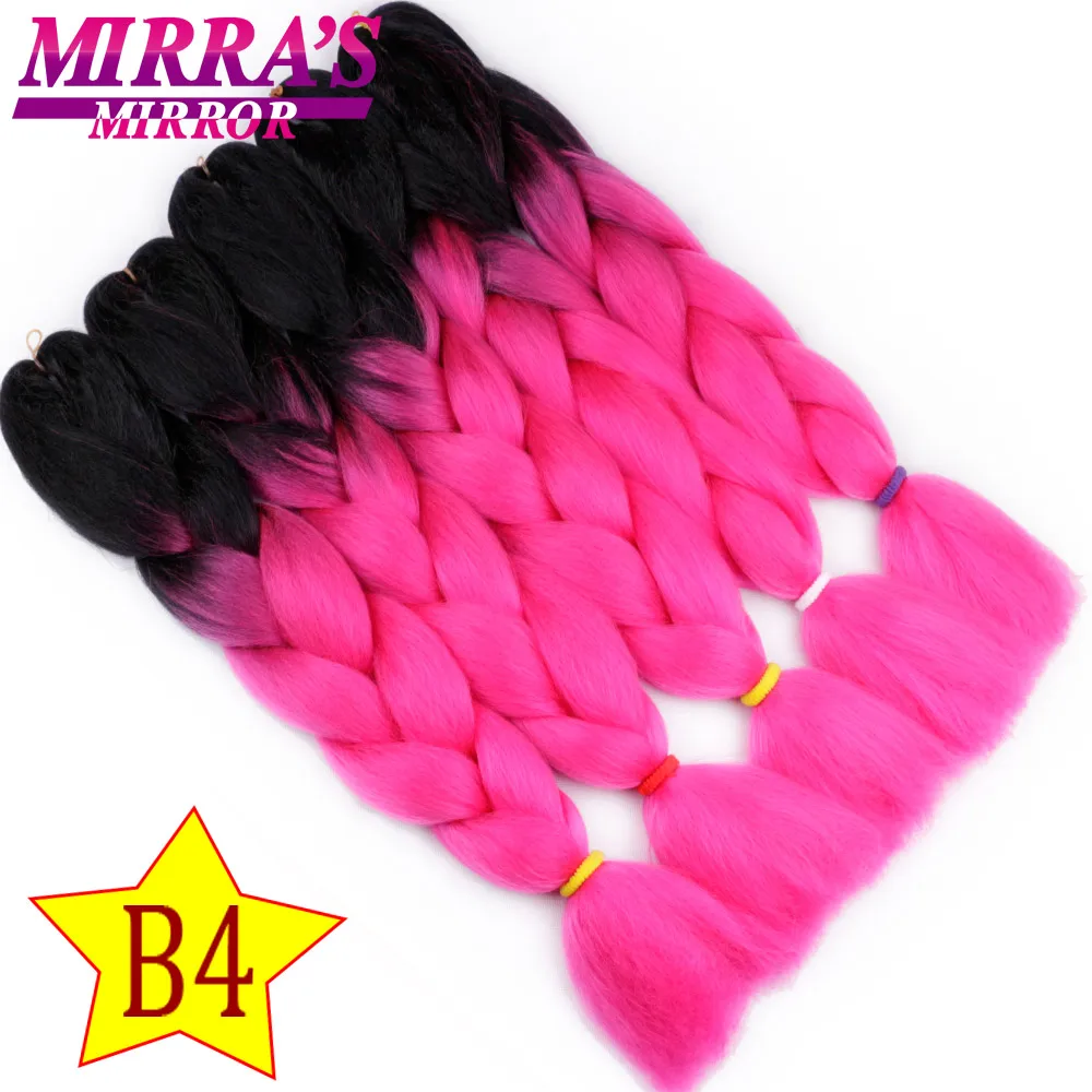 Mirra’s Mirror 5pcs Jumbo Braid Hair Crochet Braids Synthetic Hair Ombre Braiding Hair Extensions Three Tone 24inches - Цвет: B4