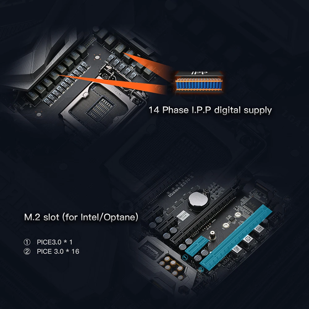 Цветная материнская плата iGame Vulcan X Intel Z370 LGA 1151 DDR4 SATA 6 ГБ/сек. материнская плата по стандарту ATX материнская плата 2 M.2 фронтальная USB3.0 2-Way SLI Pro Gaming