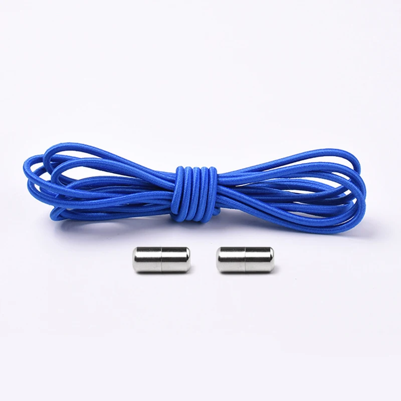 Blue 1pair 1 пара эластичных запирающих шнурков, круглые шнурки без завязок, шнурки для обуви для детей и взрослых, цветные спортивные ленивые кроссовки, шнурки для обуви, шнурки - Цвет: Blue 1pair
