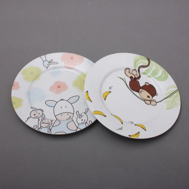 German children tableware export original single dish end of a donkey cartoon monkey pattern dessert fruit plate|plate chain|tableware boxplate white
