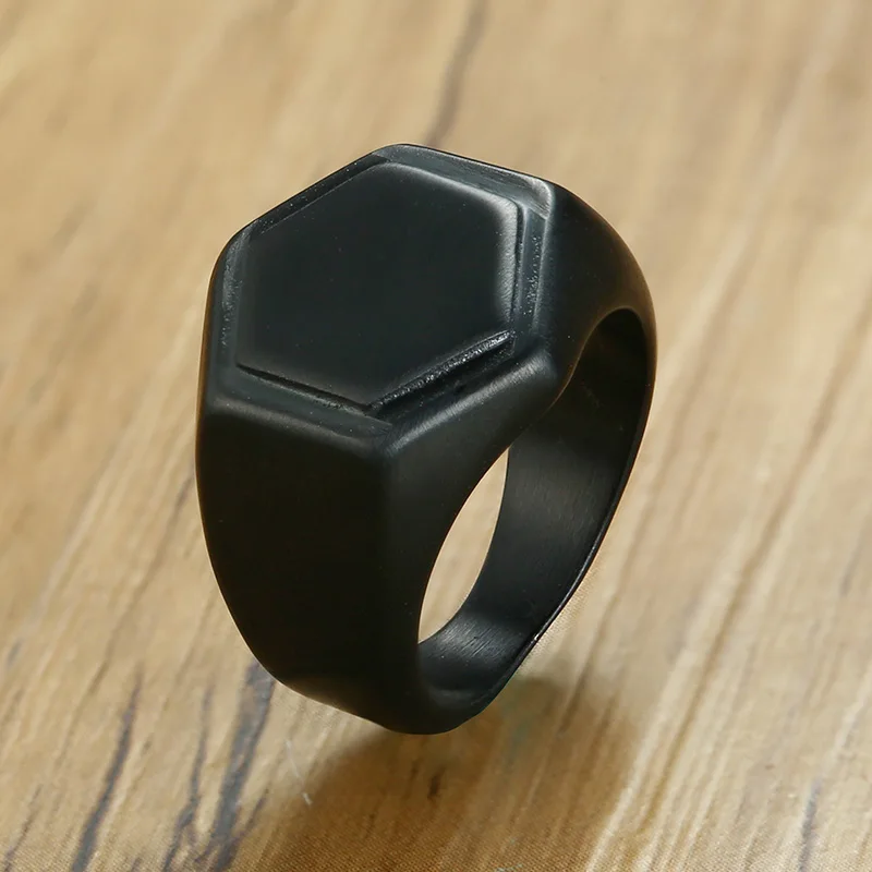 Модные мужские геометрические шестигранные кольца Стильные черные из