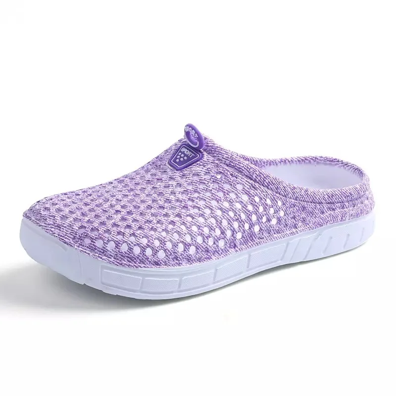 Purple Shoes Мужская обувь; унисекс; летние тапочки с отверстиями; Модные дышащие повседневные пляжные сандалии; Вьетнамки; пляжные шлепанцы - Color: Purple Shoes