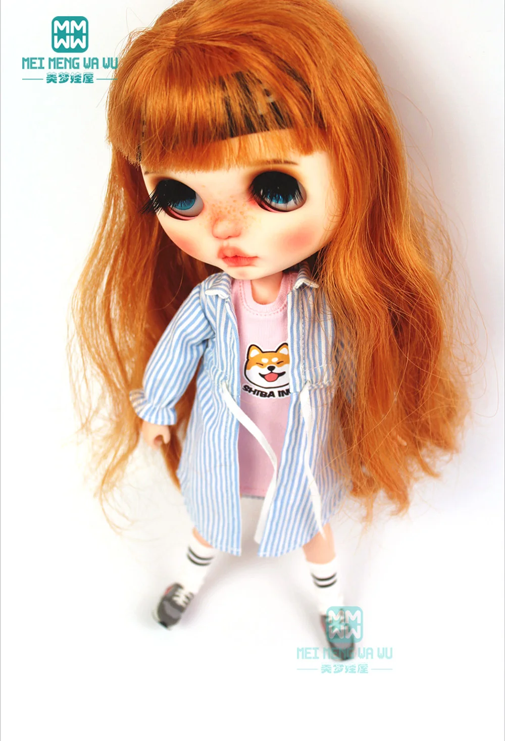 1 шт. одежда Blyth Doll полосатая рубашка синий розовый черный для Azone1/6 Аксессуары