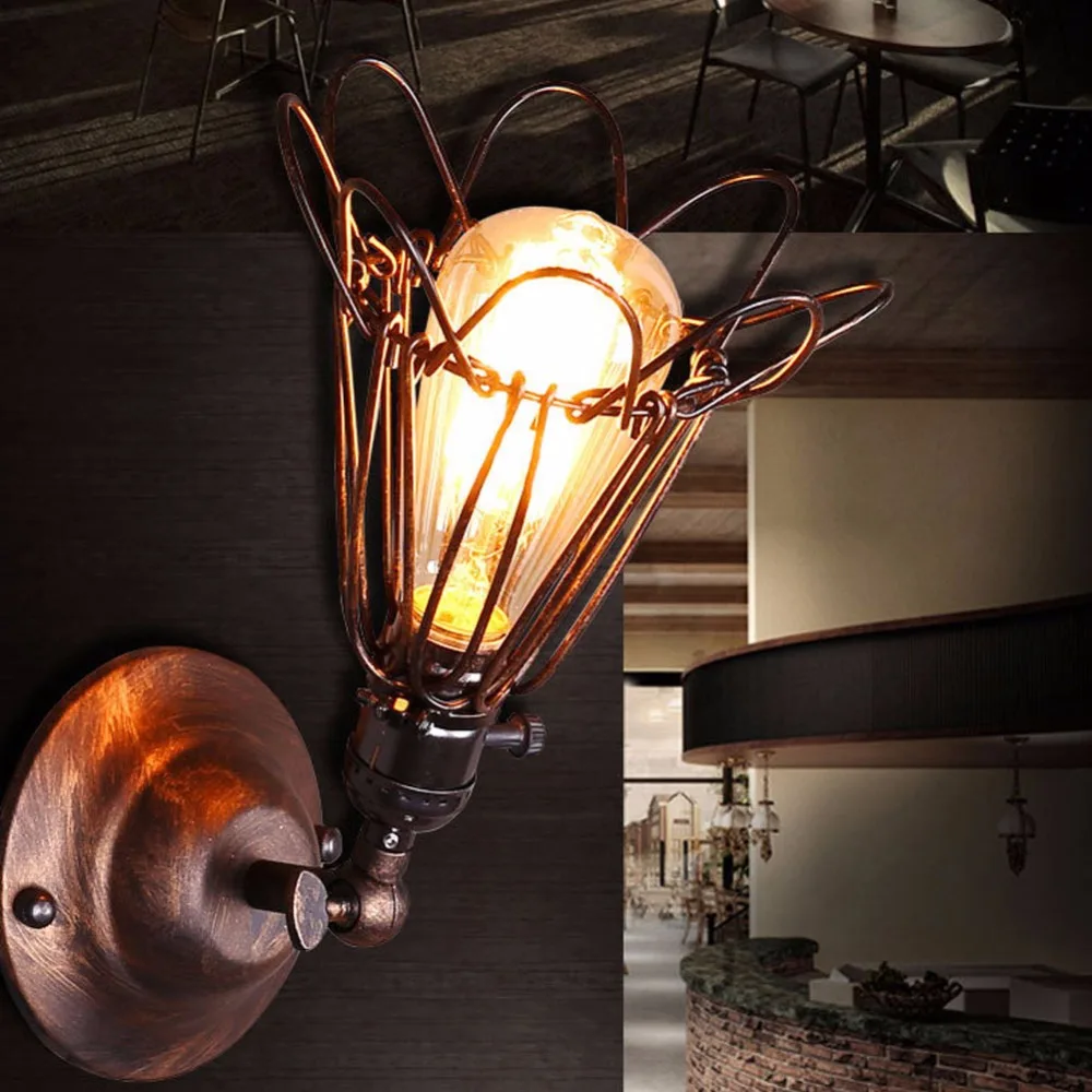 

Nordic Restaurant Cafe Bar Nightclub Retro Small Cage Wall Lamp Industrial Style Home Bar Corridor Wall Light for Night Lighting