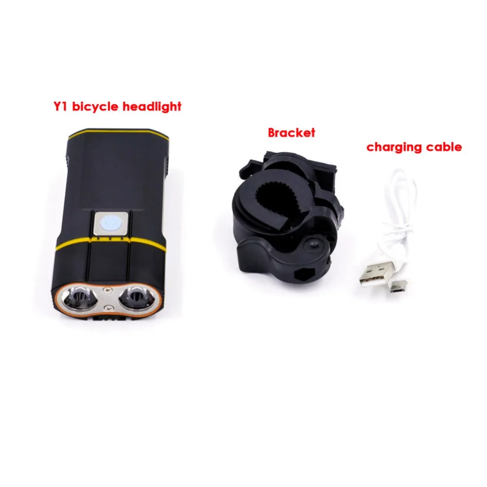 Y1 bicycle light USB Bike Headlight Led 5mode Wide floodlight 118Degree 18650 rechargeable Battery work waterproof Cycling  Лампы