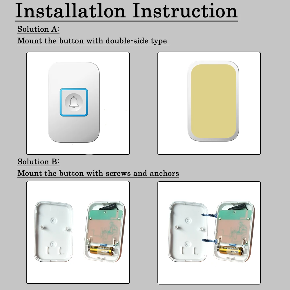 Умный беспроводной водонепроницаемый дверной звонок 2 кнопки приемника вилка