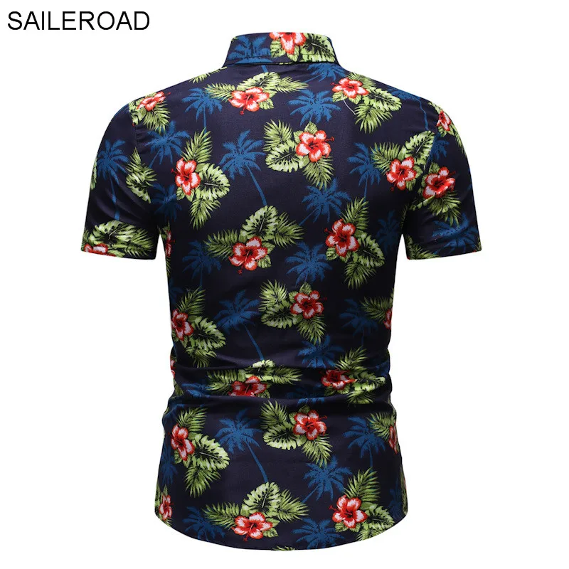 SAILEROAD 2019 Мужская рубашка с цветочным принтом Летняя Пляжная гавайская пальмы
