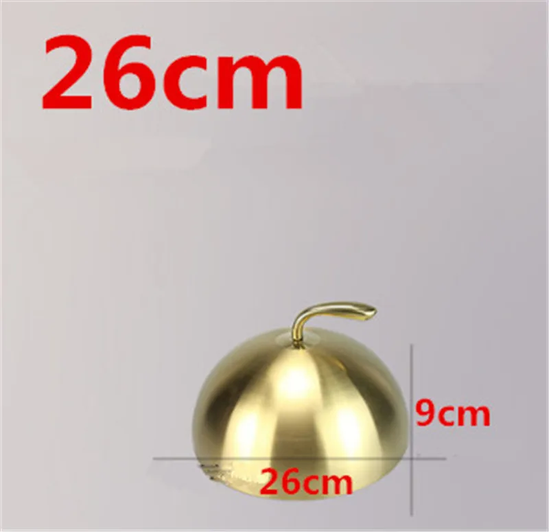 Golden 26xH9cm Крышка из нержавеющей стали, круглая Золотая Крышка для стейка, западный стиль, без магнита, крышка для сковороды, повышающая рост, Корейская Крышка для барбекю, котелок для барбекю - Цвет: Golden 26xH9cm