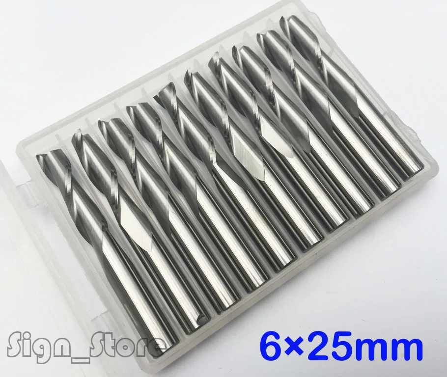 

5pcs/Lot Double Flute Spiral Cutter 6 x25mm CNC Router Bits Wood Acrylic Drill
