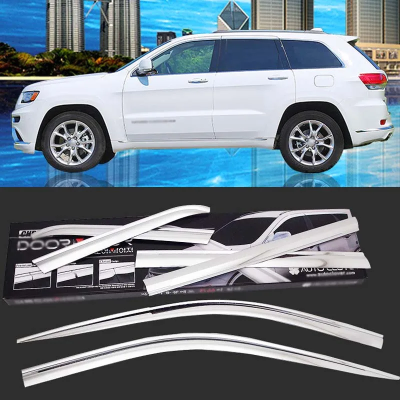 

1 Set Brand New Chrome Side Vent Sun Shade Window Visors Rain Guard Deflectors For Jeep Grand Cherokee 2011-2018