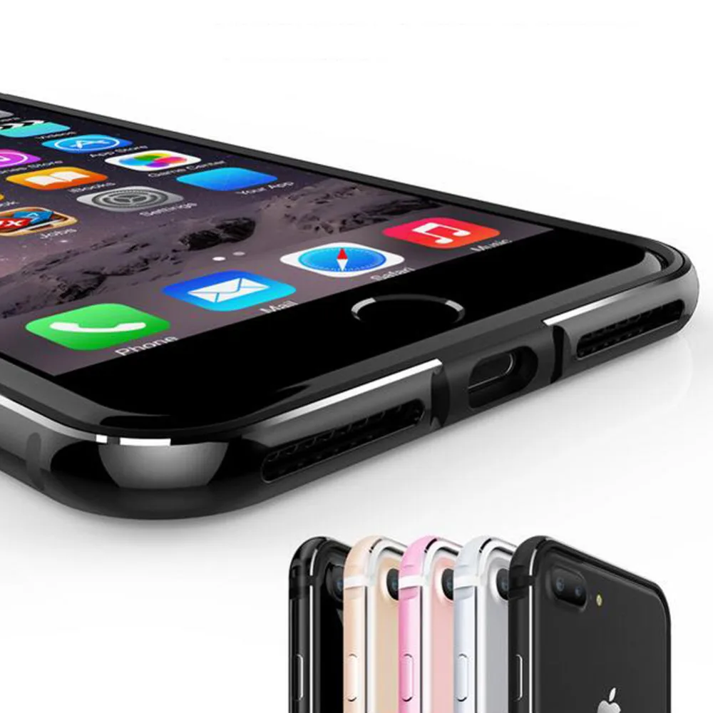 Роскошный Металлический + Чехол бампер чехол для iPhone 8 7 Plus Ультра тонкая рамка из