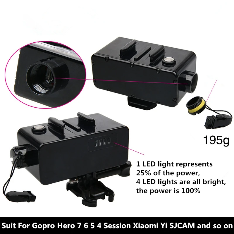 Продажа Водонепроницаемый внешний аккумулятор на 5200 мАч для экшн-камер Gopro Hero 5 6 7 Session Xiaomi Yi SJCAM