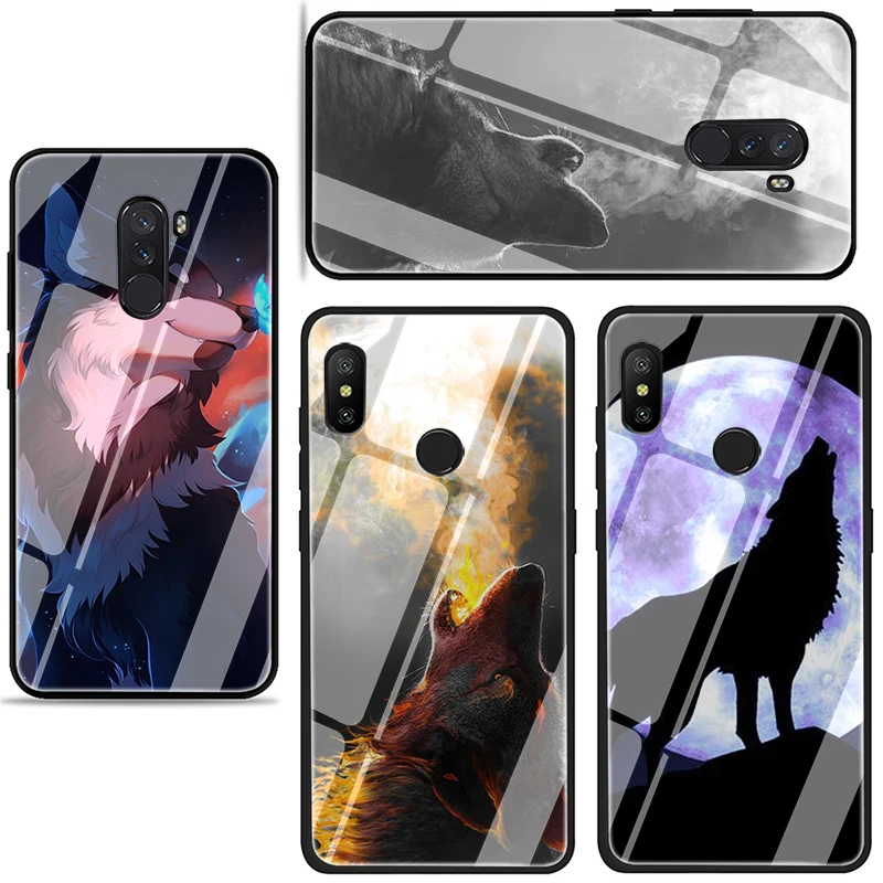 Wolf Tempered Glass Phone case for Xiaomi 5X 6X 8 Lite 9 A1 A2 F1 Redmi 4X 6A Note 5 6 7 Pro | Мобильные телефоны и