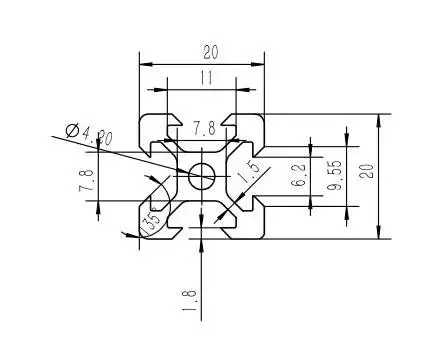 V слот 20x20 мм 3D принтер анодированным серебром алюминиевый профиль штранг-прессования от китайского производителя