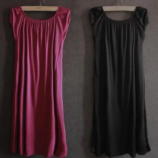 100% Шелковая ночная рубашка Базовая Трикотажная Ночная одежда мягкая Пижама для