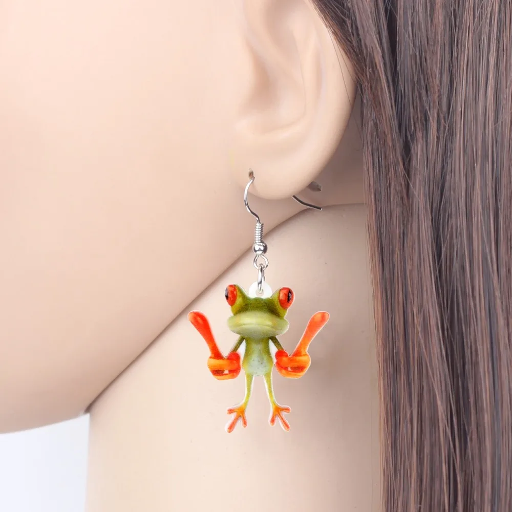 Акриловая мультяшная лягушка WEVENI яркие ювелирные изделия в виде милых животных