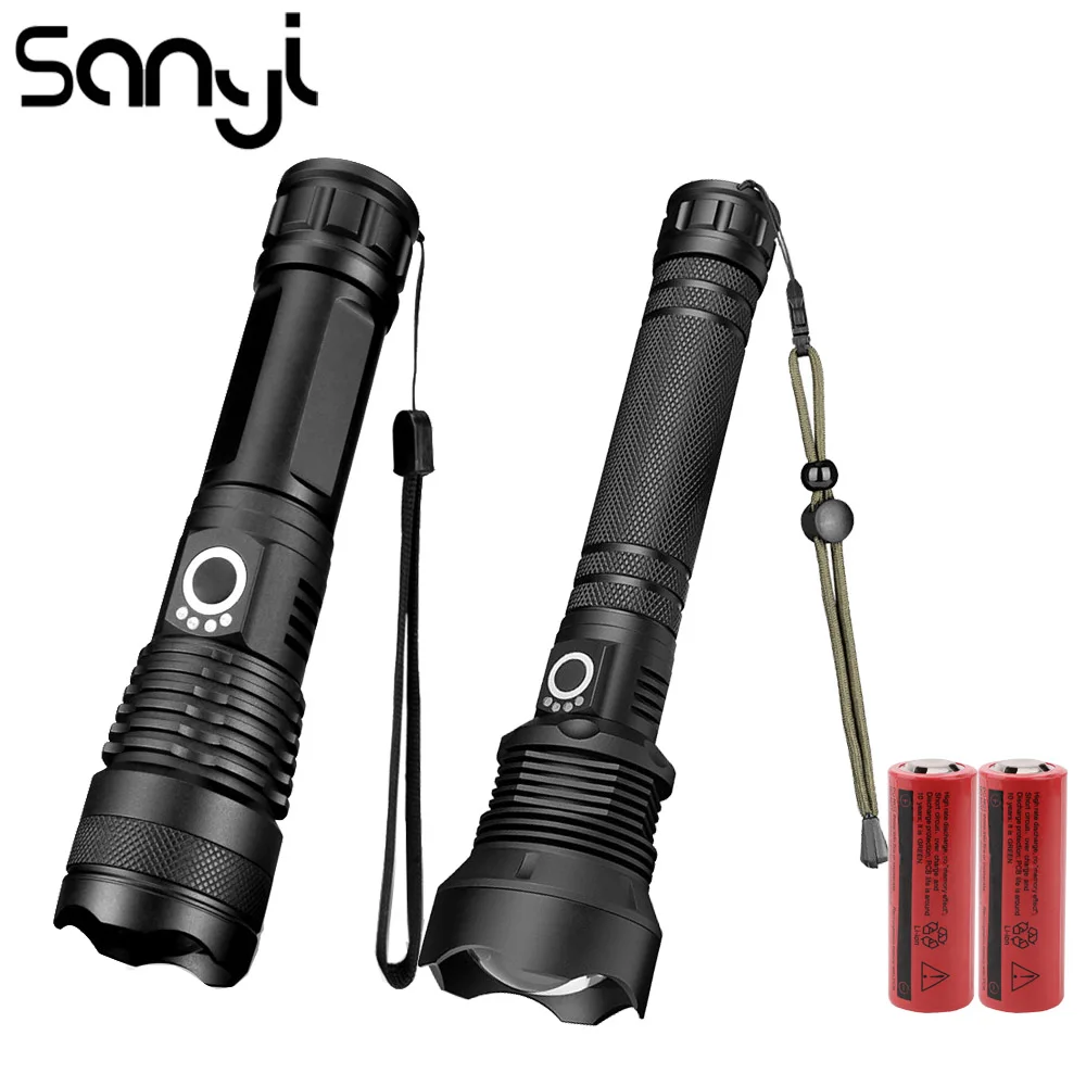 SANYI супер яркий фонарик Фонарь xhp70 самый мощный фонарь USB Zoom xhp50 18650 или 26650 перезаряжаемый аккумулятор для охоты