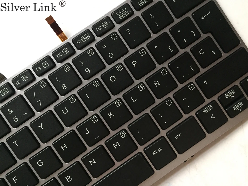 SP испанская подсветка клавиатура для ноутбука HP Elitebook Folio 1020 G1 Серебристая Рамка