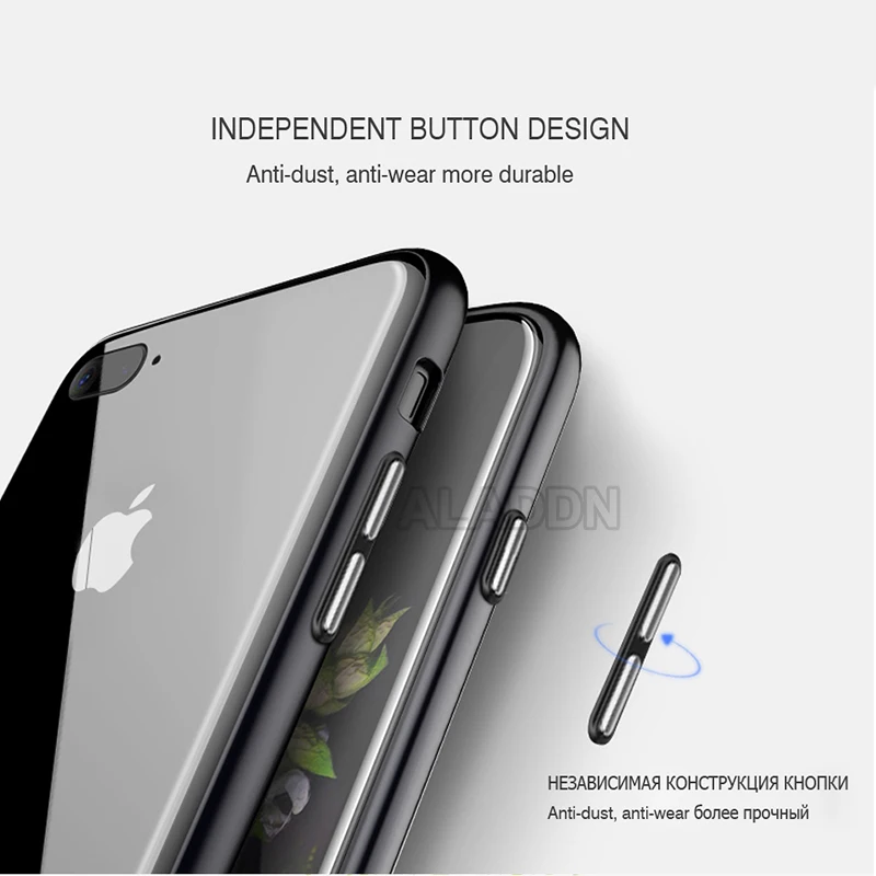 Чехол из закаленного стекла для IPhone X, 6s, 7, 8 Plus, мягкая рамка, жесткая задняя крышка, защитный зеркальный чехол для телефона, противоударный чехол