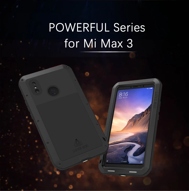 LOVE MEI металлический алюминиевый чехол для Xiaomi mi Max 3 Max 2 Max сверхмощный противоударный водонепроницаемый для Xiaomi mi x 2 mi x2s mi 6 8