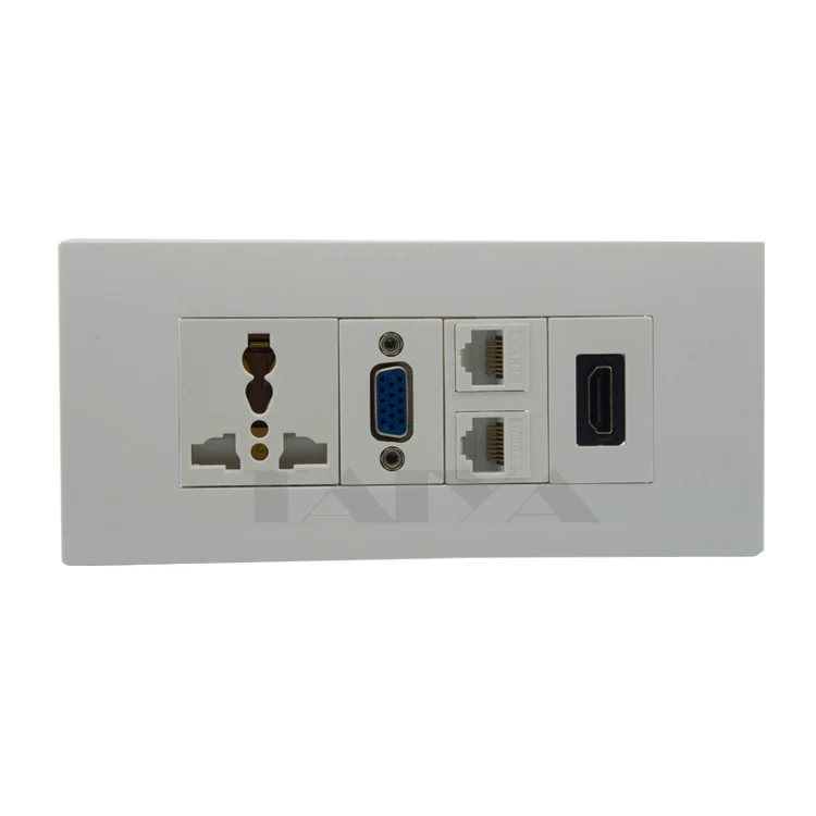 

118 настенная пластина с HDMI VGA 2XRJ45 розетка питания переменного тока и поддержка DIY настенная пластина