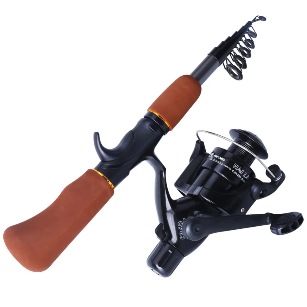 Sougayilang Спиннинг углерода Рыбалка набор стержень катушка Ice Комбо Телескопическая