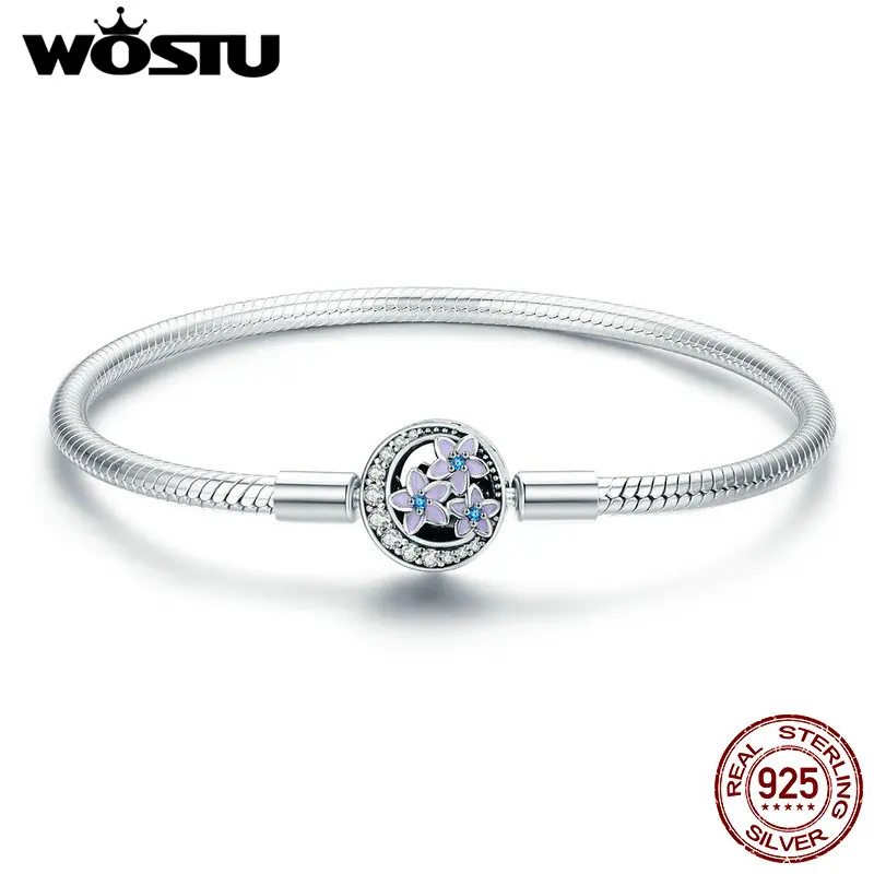 WOSTU 2019 Новый Настоящее серебро 925 проба весенний цветок браслет с шармами