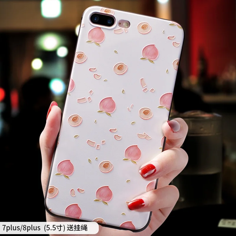 Мультяшный милый чехол с тиснением авокадо персик для Iphone XS MAX X XS XR 7 8 Plus 6 6S PLUS - Цвет: 8 FOR 7Plus 8Plus