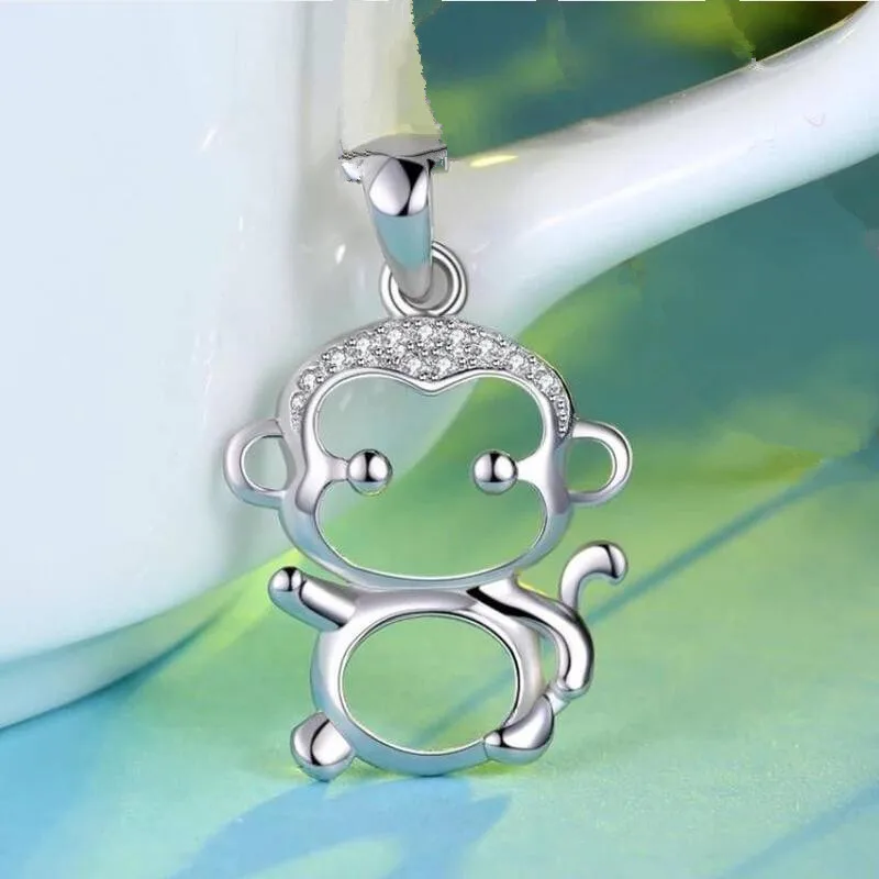 

Everoyal Vintage Zircon Monkey Pendant Necklace For Women Accessories Charm Lady Silver 925 Choker Necklace Girls Jewelry Female