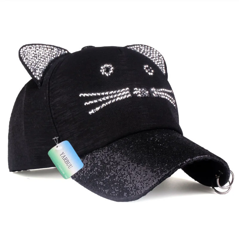 [YARBUU]Brand Baseball Cap 2017 peaked cap Lady sun cap women cat caps high quality casual snapback hat rhinestone hat