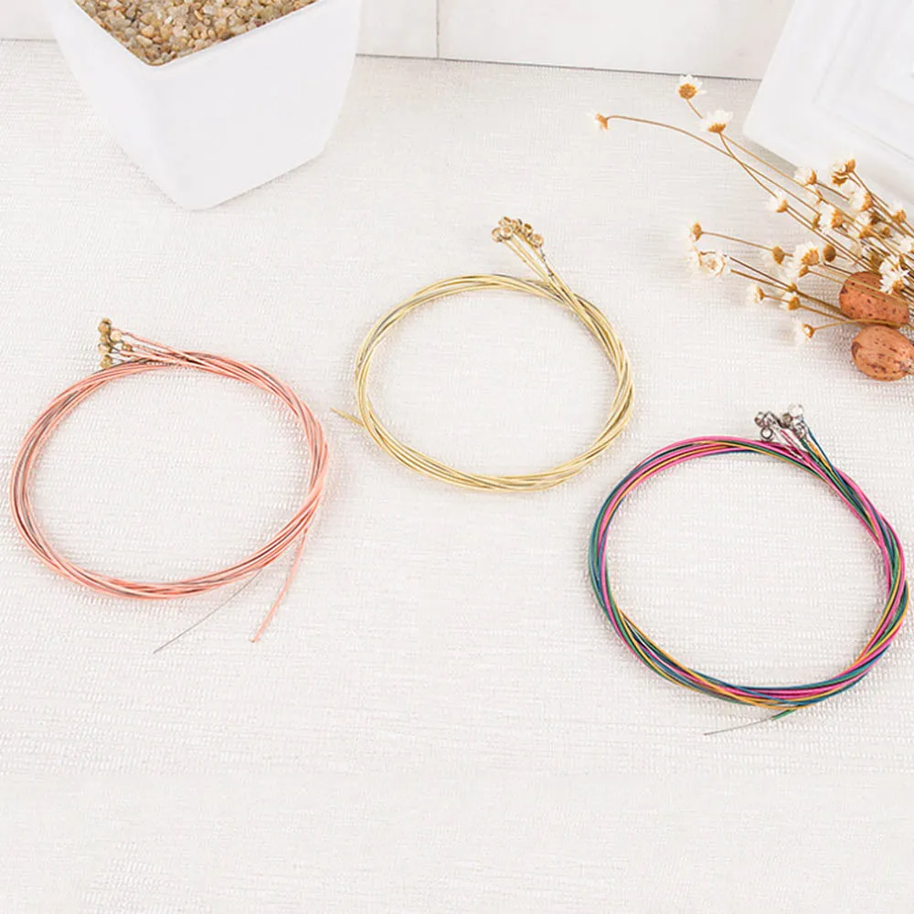 6 шт./партия наборы Акустических Гитарных Струн радужные красочные бас гитарные