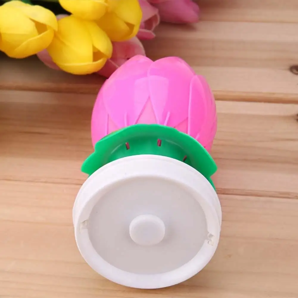 Романтическая музыкальная Роза лотоса розовая свеча вращающаяся с днем рождения