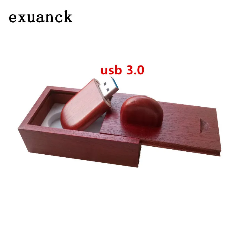 Exuanck красное дерево изготовленным на заказ логосом usb 3 0 4 64 ГБ Деревянный бобы